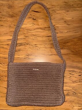 The Sak Woven Crochet Shoulder Bag in Taupe